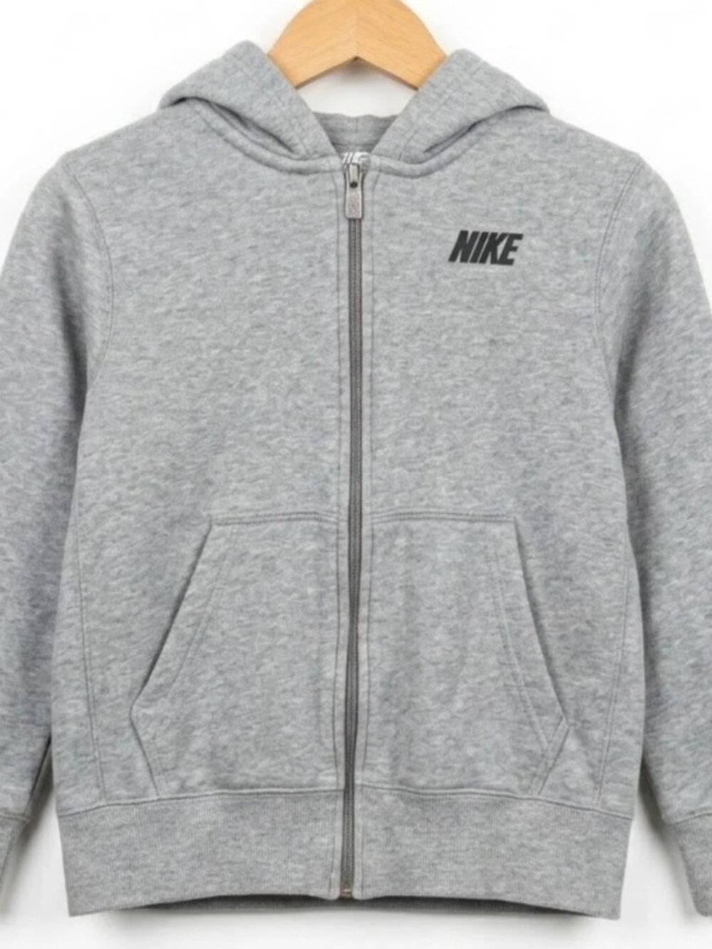 Nike Youth Small Hoodie Full Zip Gray Kids Athletic Casual Sweatshirt